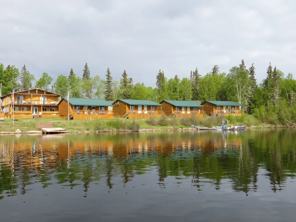 Black Bear Island Lodge exterior viewed from the water